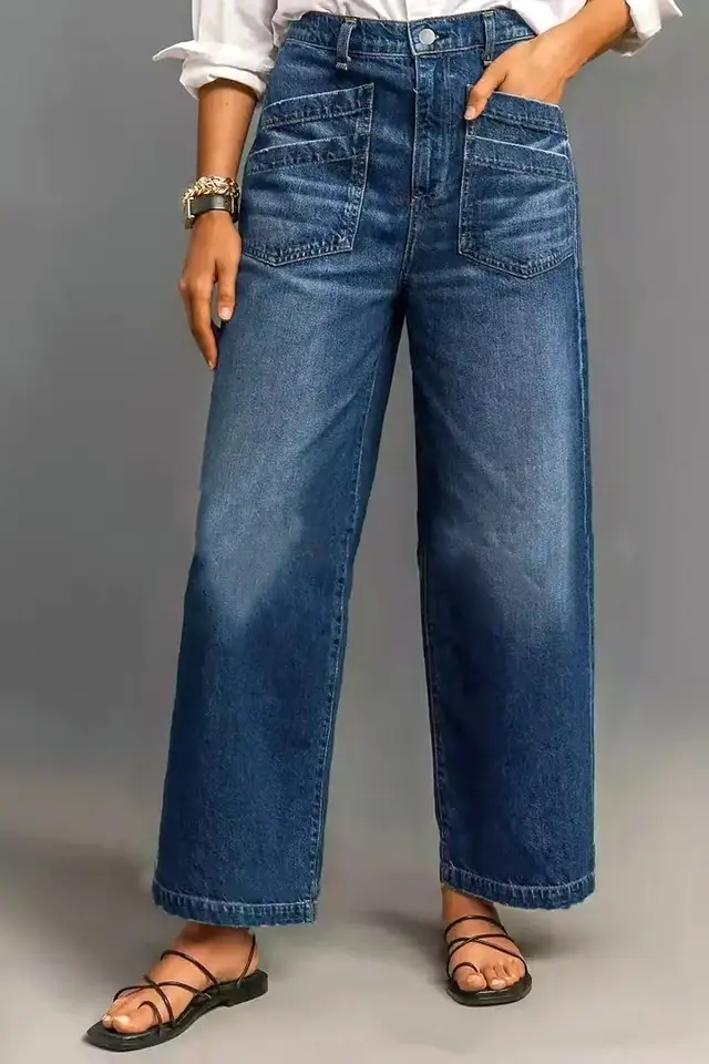 Stretch Wide leg Pants Women's Loose Pants Dark Blue - Shop at LoveMi