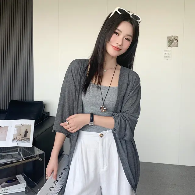 Women's Long sleeved Sweater Sun Protection Gray - Shop at LoveMi