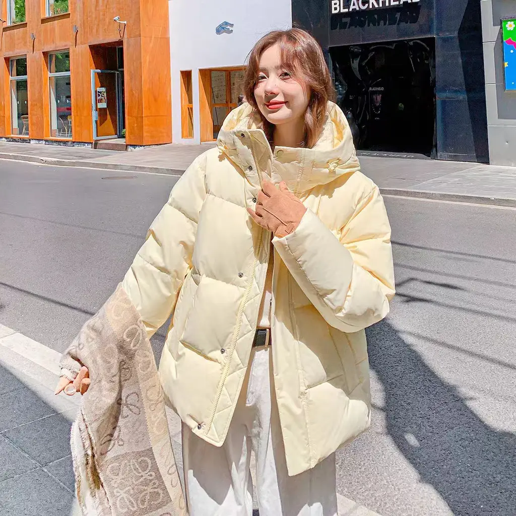 Fashion Thick Loose-fitting Hoodie Small Women's Coat - Light Light Yellow