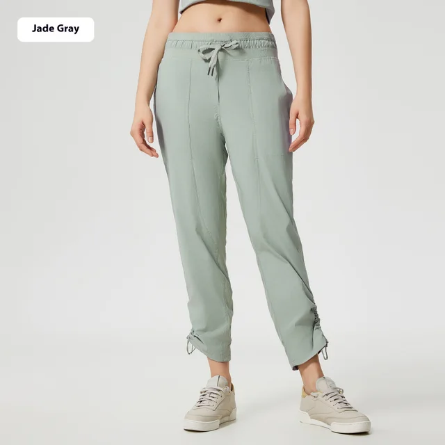 Quick drying Breathable Running Fitness Straight Cropped Pants Ice Casual All matching Jade Gray - Shop at LoveMi