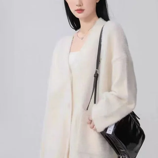 Women's High grade Loose Soft Glutinous Lazy Coat White - Shop at LoveMi