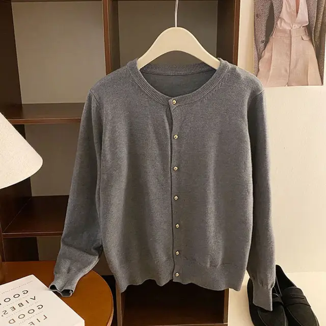 Women's Early Autumn Thin Type Long sleeved Top Dark Gray - Shop at LoveMi