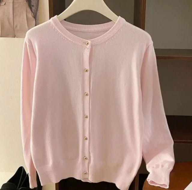 Women's Early Autumn Thin Type Long sleeved Top Pink - Shop at LoveMi