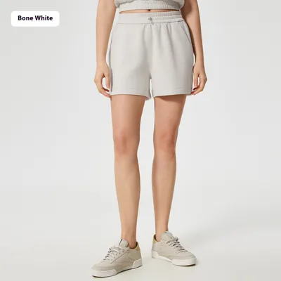 Drawstring High Waist Cloud Feeling Skin friendly Running Wide Leg Casual Shorts Bone White - Shop at LoveMi