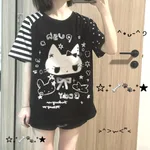 Japanese Cute Cute Cat Short-sleeved T-shirt - Black