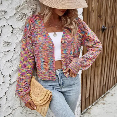 Color Retro Cardigan All match Sweater Women Color - Shop at LoveMi