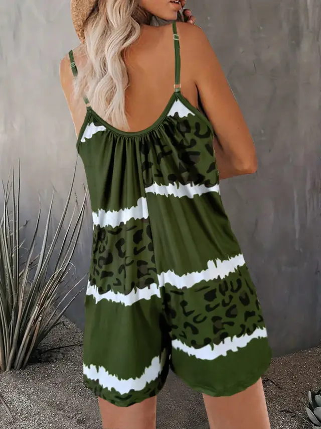 Leopard Print Jumpsuit Women's Clothing Leopard Print Army Green - Shop at LoveMi