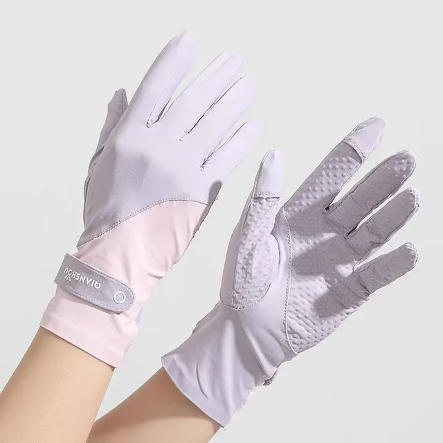 Outdoor Ice sensitive Sun Protection Gloves For Women Summer Thin Purple Letter Style - Shop at LoveMi