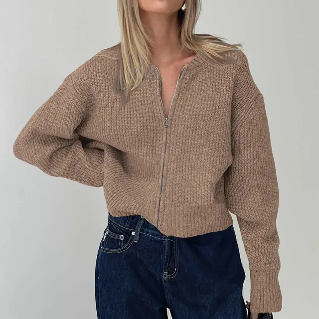 Minimalist Long Sleeve Inner Wear Sweater Woolen Women's Clothing Brown - Shop at LoveMi