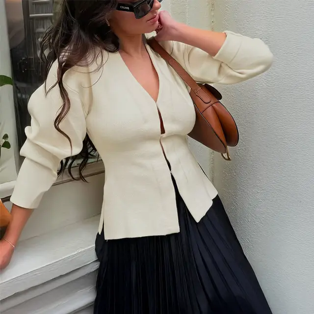 Fashion Simple Woolen Long Sleeve Shirt Sweater Women's Clothing White - Shop at LoveMi