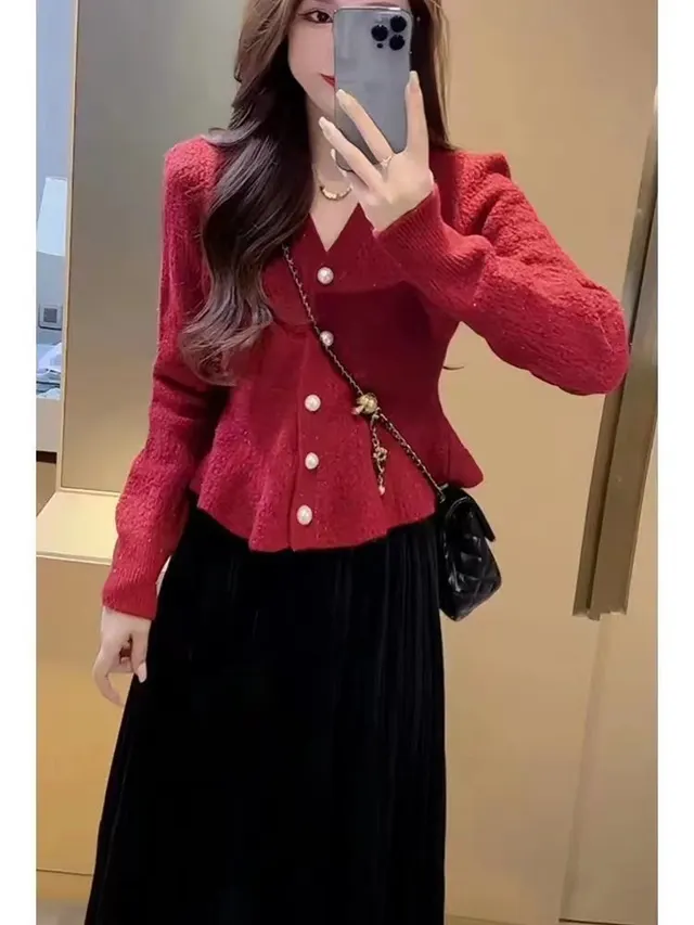 Women's Long Sleeve Slim Fit Slimming Top Sweater Red - Shop at LoveMi