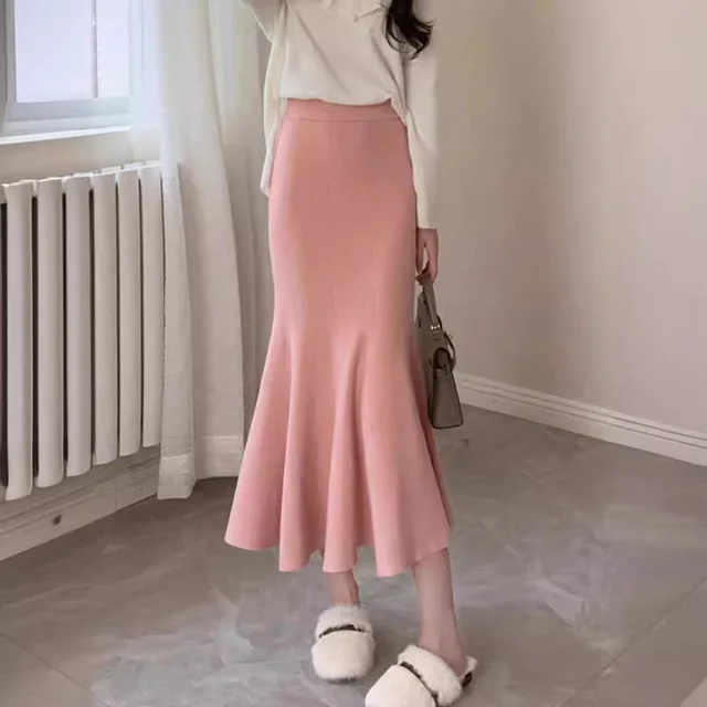 Temperament Lady Mid length A Line Skirt Pink - Shop at LoveMi