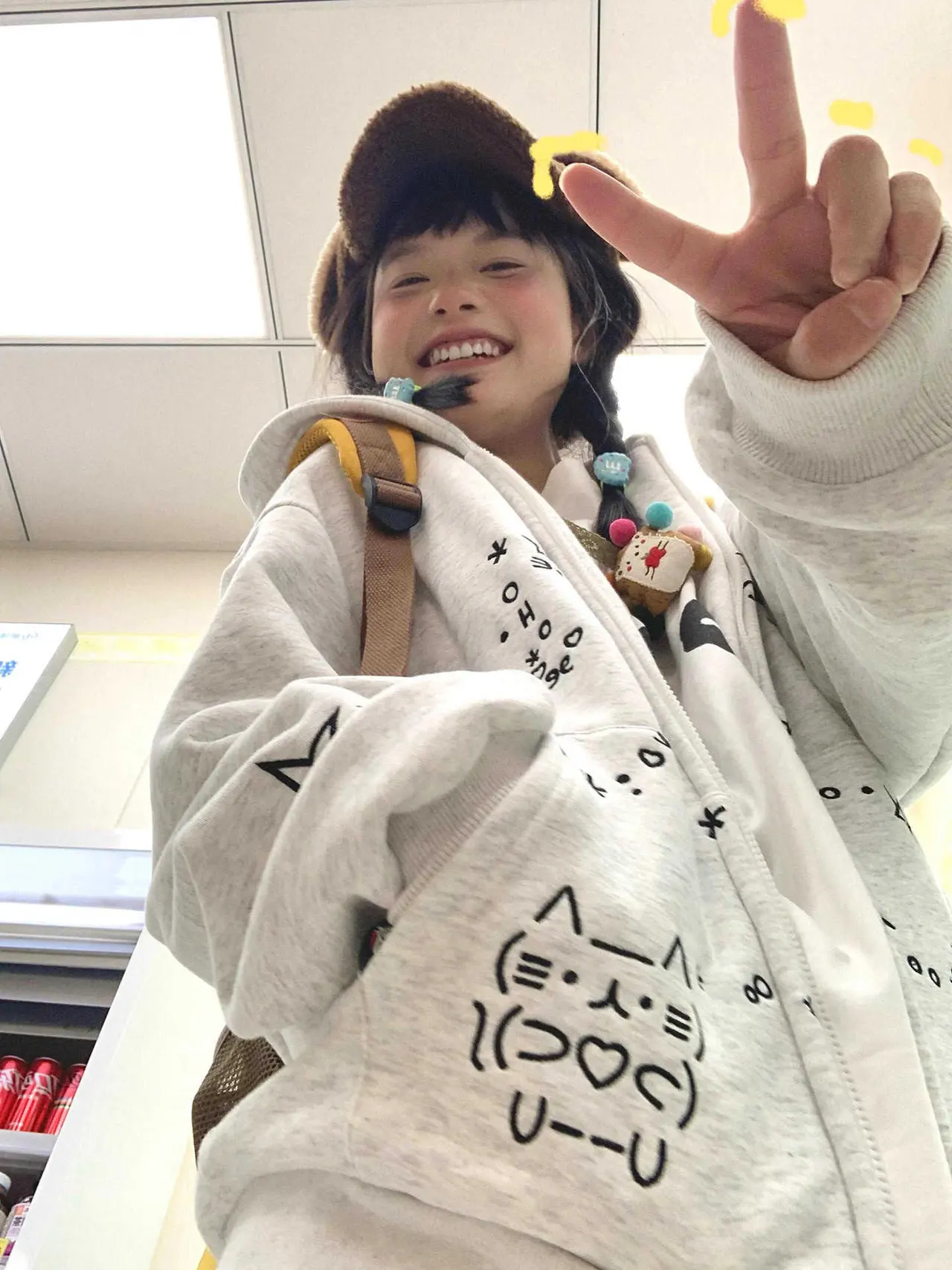 Japanese Cute Cat Light Grey Cardigan Sweater Women's Hooded - White And Grey