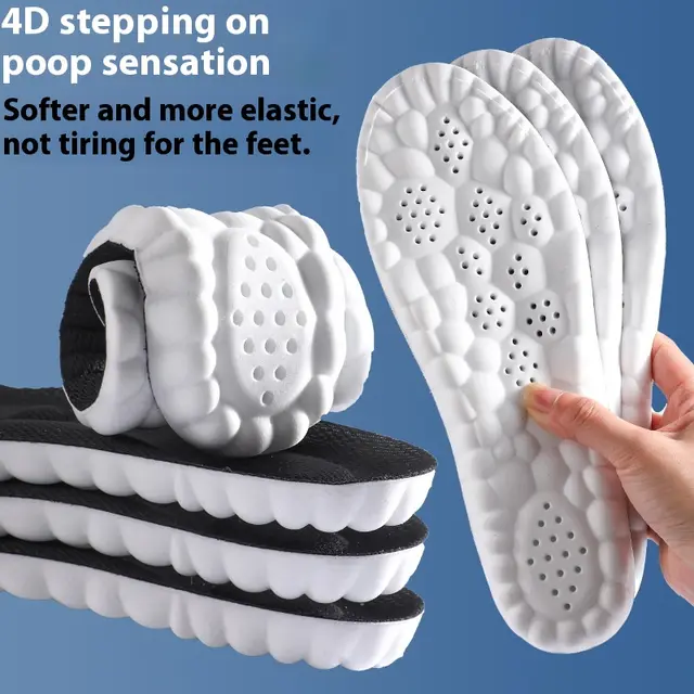 4D Cloud Technology Pu Massage Instep Insole High Elastic Shock Absorption Black - Shop at LoveMi