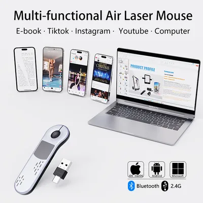 Wireless Bluetooth Mouse Remote Control Computer Cellphone Tablet Universal Elegant Silver Gray - Shop at LoveMi