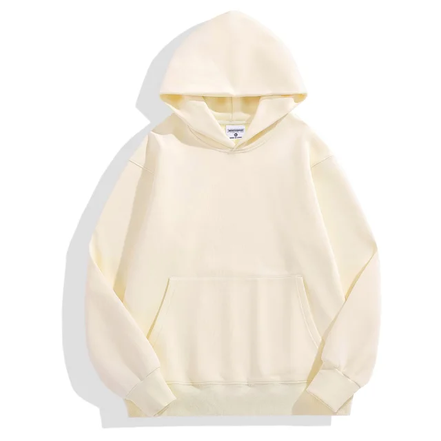 500g Heavy duty Fleece Shoulder Down Hoodie Without Drawstring Apricot - Shop at LoveMi