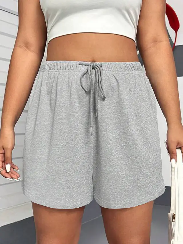 Fashion Drawstring Yoga Outdoor Exercise Shorts Women Light Gray - Shop at LoveMi