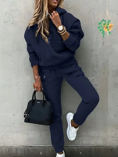 Top And Pants Hoodie Street Suit Navy - Shop at LoveMi