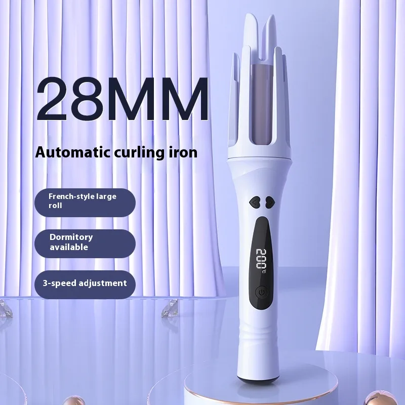 Electric Rotating Large Wave Anion Hair Curler Unpredictable Blue - Shop at LoveMi