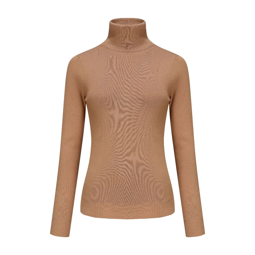 Women's Clothing High Neck Inner Wear Fashion Tops Camel - Shop at LoveMi