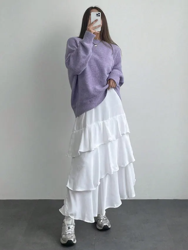 Loose All matching Lazy Style Solid Color Trendy Top Purple - Shop at LoveMi