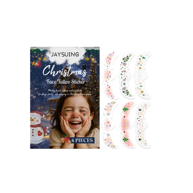 Christmas Face Tattoo Stickers 6Pieces - Shop at LoveMi