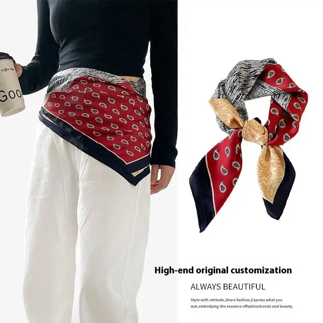 Silk Scarf Black Paisley Belt Decorative Waist Seal Hair Band L7384 Color Matching - Shop at LoveMi