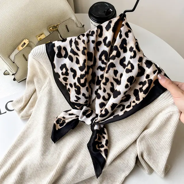 Silk Scarf Black Paisley Belt Decorative Waist Seal Hair Band L7384 Leopard Print - Shop at LoveMi