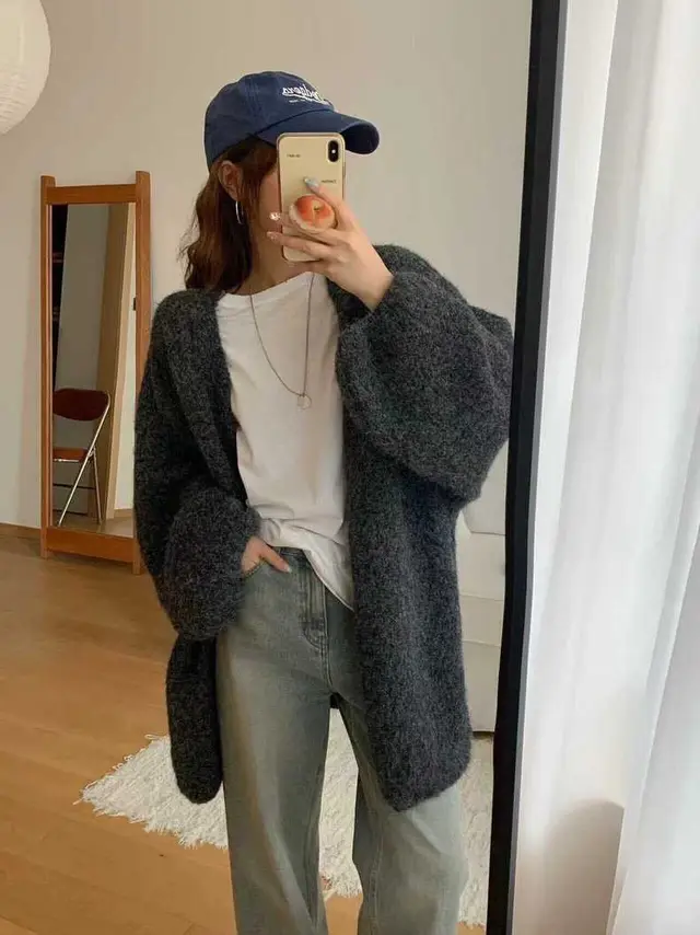 Soft Glutinous Chic Knitted Cardigan For Women Dark Gray - Shop at LoveMi