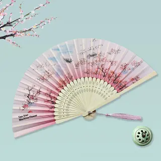 Ancient Style Bamboo Fan Photography Hanfu Props - Raw Silk Style 27