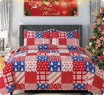 Christmas Peach Skin Fabric Bed Three-piece Set - Style 002