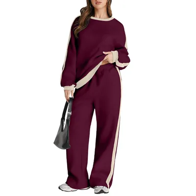Leisure Simple Graceful Color Matching Long Sleeve Loose Commute Style Base Pullover Sweatshirt And Sweatpants Tz70646Yen1 Xl - Shop at LoveMi