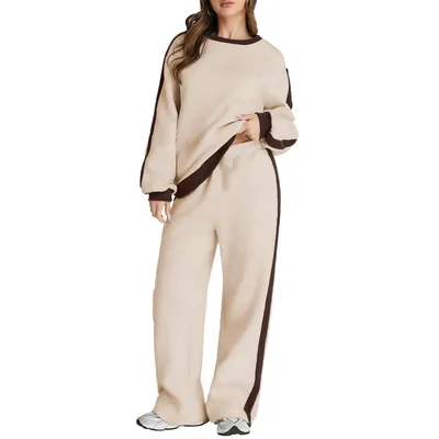 Leisure Simple Graceful Color Matching Long Sleeve Loose Commute Style Base Pullover Sweatshirt And Sweatpants Tz70646Yen11 S - Shop at LoveMi