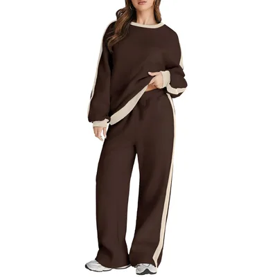 Leisure Simple Graceful Color Matching Long Sleeve Loose Commute Style Base Pullover Sweatshirt And Sweatpants Tz70646Yen6 M - Shop at LoveMi