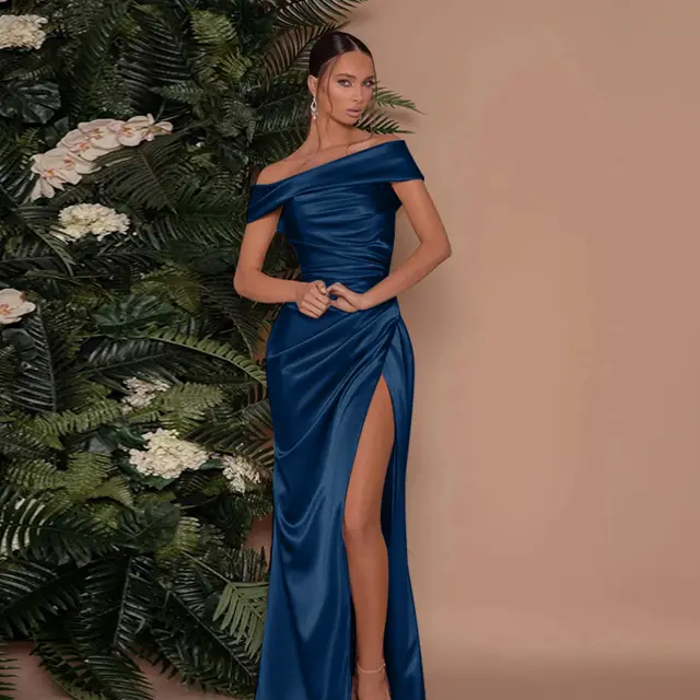 Socialite Style Elegant Women's Split Dress Dark Blue - Shop at LoveMi