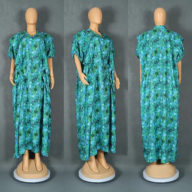 African Style Printing Plus Size Dress Green - Shop at LoveMi