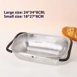 Multi-purpose Dense Hole Sink Storage Stainless Steel Washing Basket - Black 8Cm