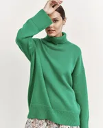 Autumn And Winter European And American Loose Basic Style Solid Color Pullover - Green