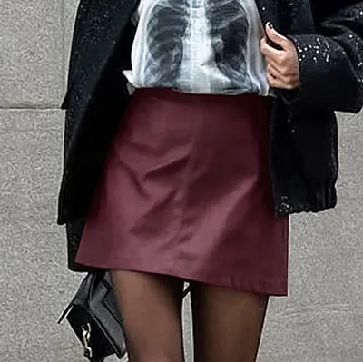 Women's Retro Classic Wine Red Matte Leather Skirt Wine - Shop at LoveMi