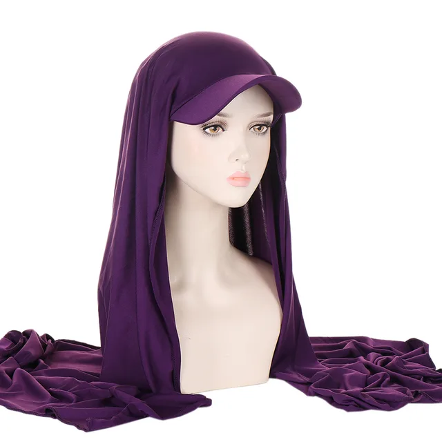 Solid Color Women's Scarf Hat Middle East All matching Pullover Scarf Muslim Tam o' shanter Dark Purple - Shop at LoveMi