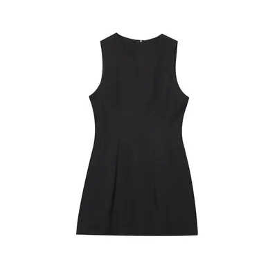 Lady Temperament Cinched Sleeveless Short Dress Black - Shop at LoveMi