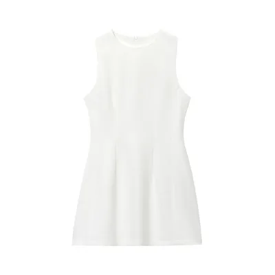Lady Temperament Cinched Sleeveless Short Dress White - Shop at LoveMi