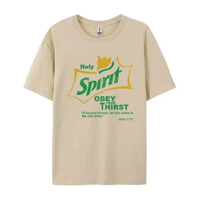 Short Sleeve Pattern T shirt Unisex Khaki - Shop at LoveMi
