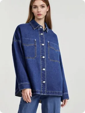 Jacket Casual Long Sleeve Denim Lining Dark Wash - Shop at LoveMi