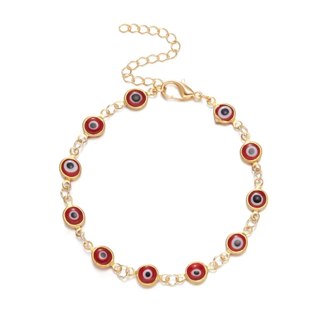 Adjustable Retro Colorful Oil Necklace Eye Bracelet Red - Shop at LoveMi