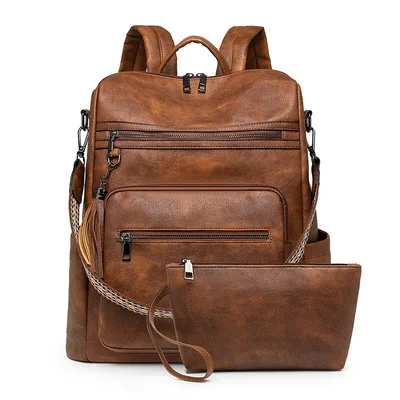 Women's Backpack Briefcase Large Capacity Computer Fashion Bag Brown - Shop at LoveMi