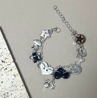 Vintage Accessories Button Beaded Pendant Bracelet - Bracelet F
