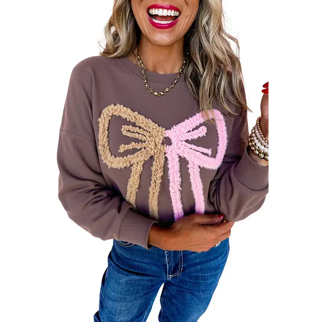 All match Bow Stitching Loose Sweater Women Lc25319580P1117 - Shop at LoveMi