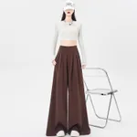 Design Sense Straight High Waist Slimming Draping Effect Casual Mopping Pants - Brown