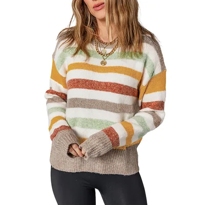 European And American Cute Age reducing Mixed Color Stripe Sweater Lc2726851P22 - Shop at LoveMi